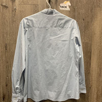 LS Show Shirt, 1 Velcro Collar *gc, older, v.crinkled collar & front, pit hole
