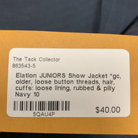 JUNIORS Show Jacket *gc, older, loose button threads, hair, cuffs: loose lining, rubbed & pilly
