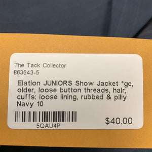 JUNIORS Show Jacket *gc, older, loose button threads, hair, cuffs: loose lining, rubbed & pilly