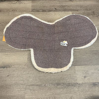 Thin Fleece & Felt Fitted Hunter Saddle Pad, Rear Riser *gc, mnr stains, older, clumpy, rubs, thin spots, clean
