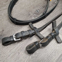 Pr Cotton Web Reins, buckles *fair/gc, dirty, rough, dry, stiff, faded
