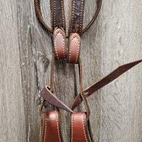 Headstall, Nylon Horsemanship Mecate Reins, Slobber Straps *xc, mnr stains & snags, letter stamp
