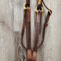 Headstall, Nylon Horsemanship Mecate Reins, Slobber Straps *xc, mnr stains & snags, letter stamp
