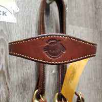 Headstall, Nylon Horsemanship Mecate Reins, Slobber Straps *xc, mnr stains & snags, letter stamp
