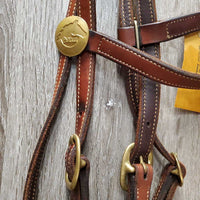 Headstall, Nylon Horsemanship Mecate Reins, Slobber Straps *xc, mnr stains & snags, letter stamp
