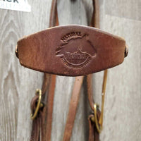 Headstall, Nylon Horsemanship Mecate Reins, Slobber Straps *vgc, mnr stains & snags, letter stamp, yellowed
