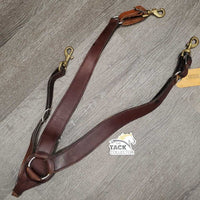 Flat Leather Breast Collar *gc, mnr dirt, x holes, tarnished plaiting, mismatched connectors, scuffs
