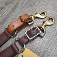 Flat Leather Breast Collar *gc, mnr dirt, x holes, tarnished plaiting, mismatched connectors, scuffs
