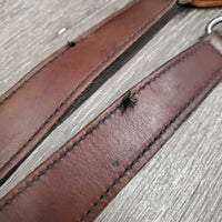 Flat Leather Breast Collar *gc, mnr dirt, x holes, tarnished plaiting, mismatched connectors, scuffs
