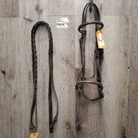 Rsd Bridle, Braided Reins *gc/fair, v.stiff, v.dry, v.rough, sloppy keepers
