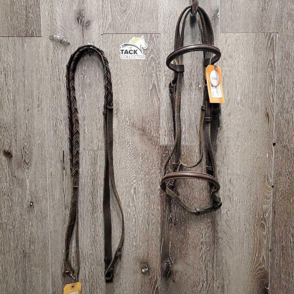 Rsd Bridle, Braided Reins *gc/fair, v.stiff, v.dry, v.rough, sloppy keepers