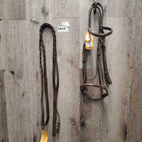 Rsd Bridle, Wide Braided Reins *fair/gc, clean, v.rough, scraped edges, dry, stiff
