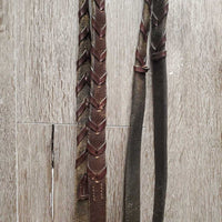 Rsd Bridle, Wide Braided Reins *fair/gc, clean, v.rough, scraped edges, dry, stiff
