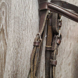 Rsd Bridle, Wide Braided Reins *fair/gc, clean, v.rough, scraped edges, dry, stiff