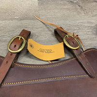 Pr Hvy Leather Australian Saddle Bags, 2 laces *xc, mnr stains, twisted straps, dents & scrapes
