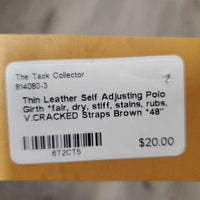 Thin Leather Self Adjusting Polo Girth *fair, dry, stiff, stains, rubs, V.CRACKED Straps
