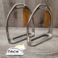 Pr Hvy Stirrup Irons *No Grips, gc, v.dirty/gunky, rust, scuffs, scratches
