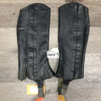 Pr Leather Half Chaps *gc, dirty, faded, rubs, film, curled corners, stretched elastic, older
