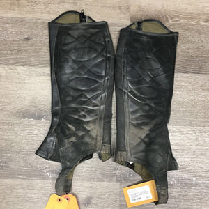 Pr Leather Half Chaps *gc, dirty, faded, rubs, film, curled corners, stretched elastic, older