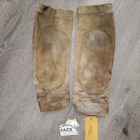 Pr Thin Suede Half Chaps *fair, older, discolored, stains, rubs, stiff
