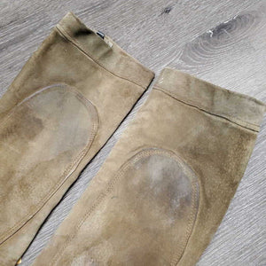 Pr Thin Suede Half Chaps *fair, older, discolored, stains, rubs, stiff