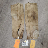 Pr Thin Suede Half Chaps *fair, older, discolored, stains, rubs, stiff
