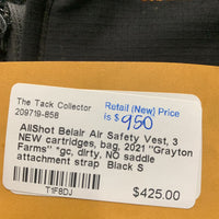 Air Safety Vest, 3 NEW cartridges, bag, 2021 "Grayton Farms" *gc, dirty, NO saddle attachment strap
