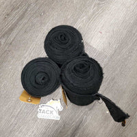 3 Stretchy Wool Acrylic Bandage Leg Wraps *gc, clean, snags, repairs, frayed & pilly edges, hairy velcro, torn edges, marker
