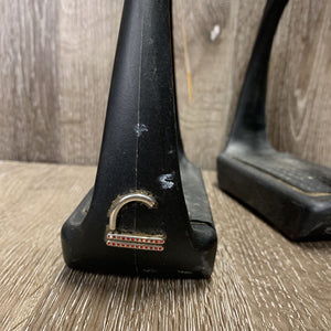 Wide Magnetic Stirrups, bling, extra plain grips *gc, scuffs, v.rubbed, faded, scrapes, scratches, residue, paint?