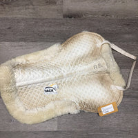 Sheepskin Half Pad, tabs, rolled edge *gc, stains, clean, mnr gunk, dingy, clumpy, v.thin pommel, marker
