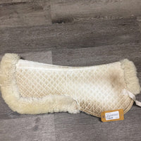 Sheepskin Half Pad, tabs, rolled edge *gc, stains, clean, mnr gunk, dingy, clumpy, v.thin pommel, marker
