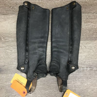 JUNIORS Pr Hvy Leather Half Chaps *gc, dirt, film, residue, older, faded
