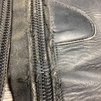 Pr Leather Half Chaps *fair, dirt, repair, threads, splitting zipper, v.rubbed edges, v.stretched elastic
