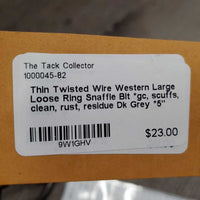 Thin Twisted Wire Western Large Loose Ring Snaffle Bit *gc, scuffs, clean, rust, residue
