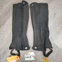 JUNIORS Pr Synthetic - Cloth Half Chaps *gc/fair, dirty, rubs, pills, shavings, hay, faded, hay, sparkles
