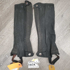 JUNIORS Pr Synthetic - Cloth Half Chaps *gc/fair, dirty, rubs, pills, shavings, hay, faded, hay, sparkles