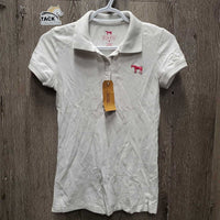 SS Polo Shirt, 1/3 Button Up *gc, wrinkled, dingy, snags, pits
