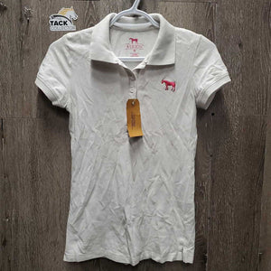 SS Polo Shirt, 1/3 Button Up *gc, wrinkled, dingy, snags, pits