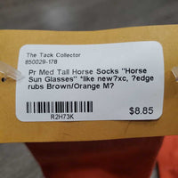 Pr Med Tall Horse Socks "Horse Sun Glasses" *like new?xc, ?edge rubs
