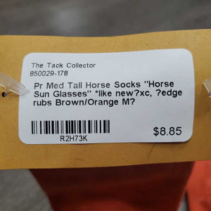 Pr Med Tall Horse Socks "Horse Sun Glasses" *like new?xc, ?edge rubs