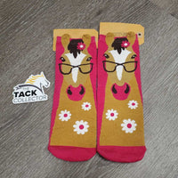 Med Tall Horse Socks "Horse with Flowers" *like new, ?seam rubs
