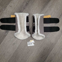 Pr Closed Boots, fleece, velcro *gc, clean, inside rubs & thin spots, mnr hair
