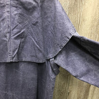 Vintage 100% Cotton Full Length Denim Duster Coat - Jacket *xc, mnr faded?stains collar
