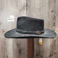 Jackaroo Pur Felt Hat, braided leather band *vgc, mnr dust, sticker residue on sweatband
