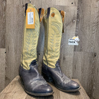 MENS Pointy Toe Tall Western Boots *gc, rubs, faded, threads, scrapes, scratches, stains, v.rubbed sole
