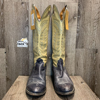 MENS Pointy Toe Tall Western Boots *gc, rubs, faded, threads, scrapes, scratches, stains, v.rubbed sole
