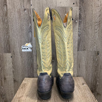 MENS Pointy Toe Tall Western Boots *gc, rubs, faded, threads, scrapes, scratches, stains, v.rubbed sole