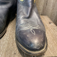 MENS Pointy Toe Tall Western Boots *gc, rubs, faded, threads, scrapes, scratches, stains, v.rubbed sole
