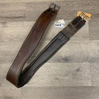 Padded Leather Girth, 1x els, rubbed els, hairy seams, mrn dirt, discolor
