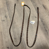 Pr Braided Reins, bling *gc, mnr loose hooks, undone stitch, mnr oxidize, mnr dirt
